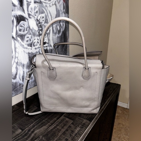 Michael Kors Mercer Satchel Tote Luggage Taupe Brown Large purse Bag Zipper​ - Picture 13 of 15